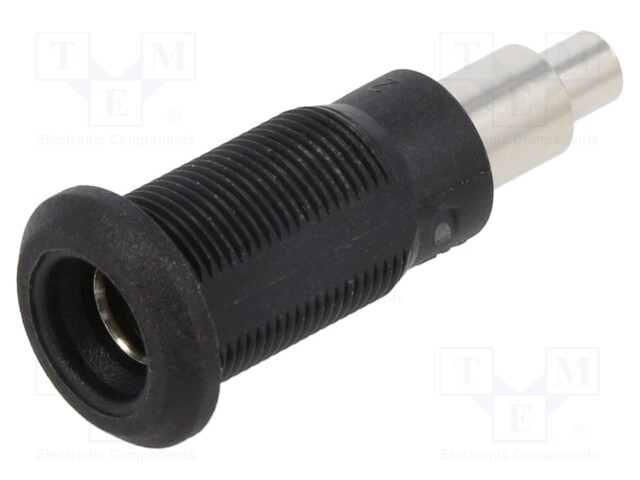 Socket; 4mm banana; 25A; black; nickel plated; Overall len: 26mm