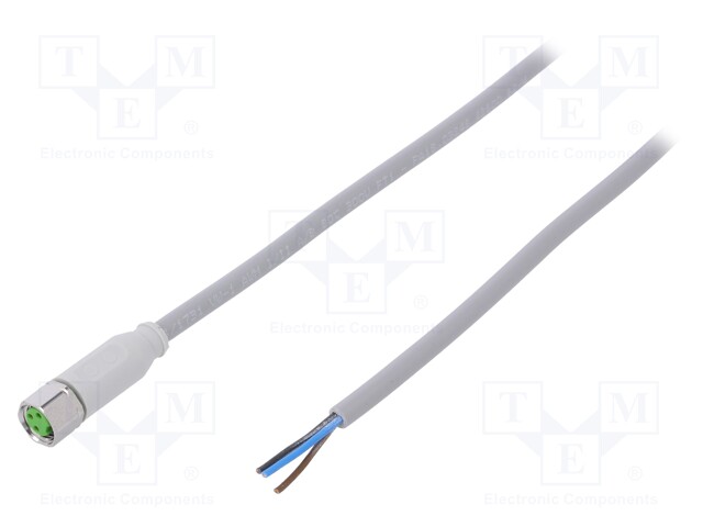 Connection lead; M8; PIN: 3; straight; 3m; plug; 60VAC; -25÷80°C