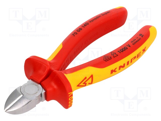 Pliers; insulated,side,cutting; chrome-vanadium steel; 140mm