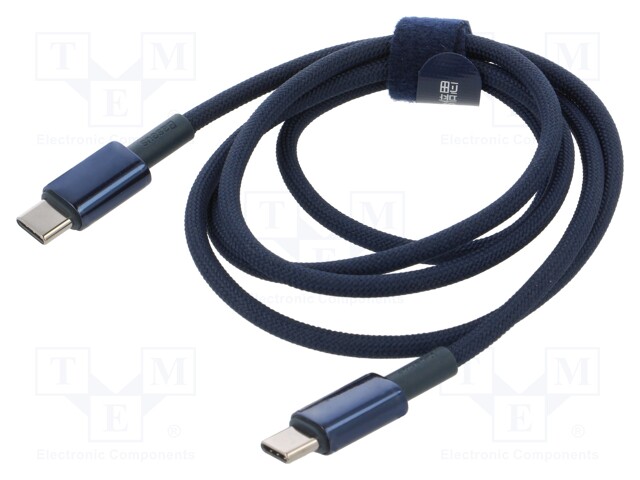 Cable; High Speed,USB 2.0; USB C plug,both sides; 1m; navy blue