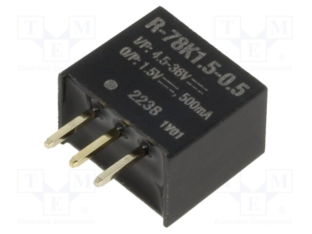 Converter: DC/DC; Uin: 4.5÷36V; Uout: 1.5VDC; Iout: 500mA; SIP3; 1.7g