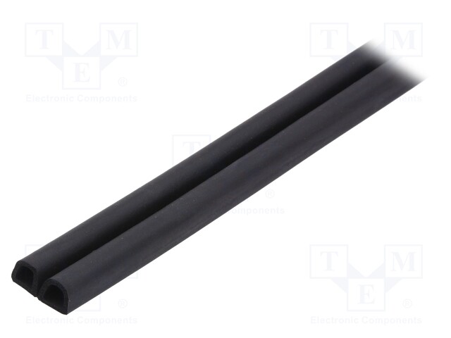 Gasket; EPDM; D: 12mm; black; L: 10m; W: 14mm; Mounting: self-adhesive