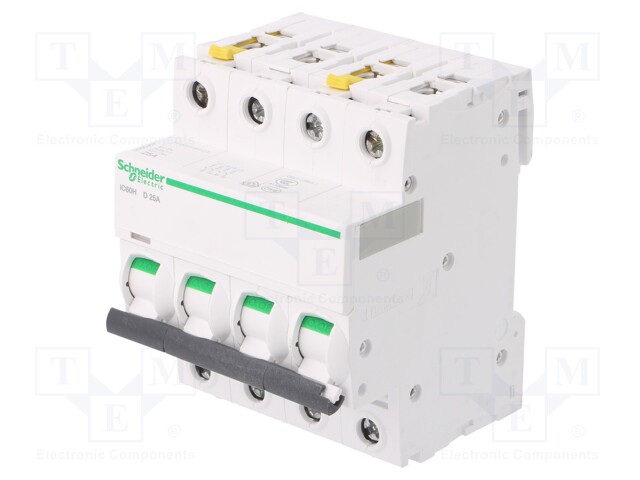 Circuit breaker; 400VAC; Inom: 25A; Poles: 4; DIN; Charact: D; 10kA