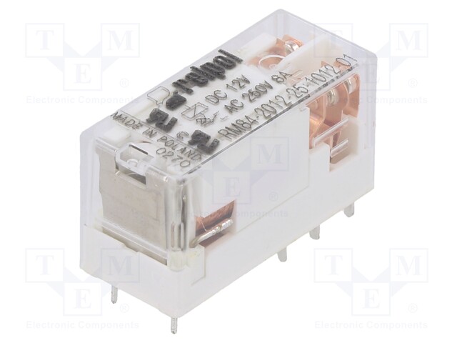 Relay: electromagnetic; DPDT; Ucoil: 12VDC; 8A/250VAC; 8A/24VDC; 8A