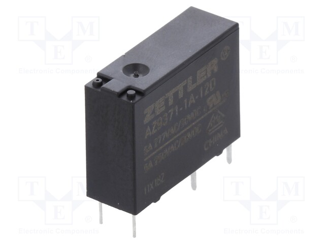 Relay: electromagnetic; SPST-NO; Ucoil: 12VDC; 5A/250VAC; 5A/30VDC