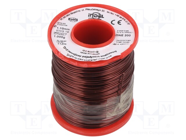 Coil wire; single coated enamelled; 1.1mm; 1kg; -65÷200°C