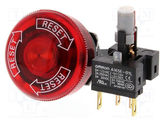 Switch: emergency stop; Stabl.pos: 2; NC; LED; IP65; 24V; Pos: 2