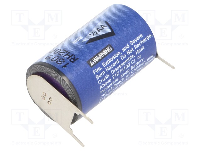 Battery: lithium; 3.6V; 1/2AA; for PCB; Ø14.3x24.6mm; 1200mAh