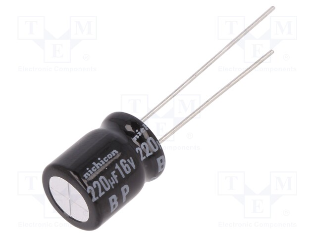 Capacitor: electrolytic; bipolar; THT; 220uF; 16VDC; Ø12.5x20mm