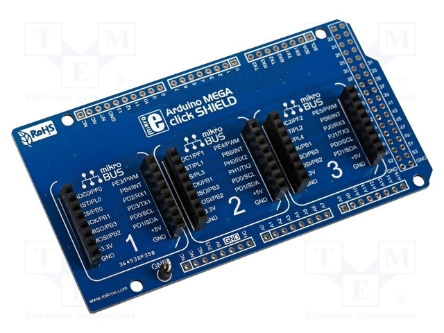 Multiadapter; pin strips,mikroBUS socket; Add-on connectors: 3