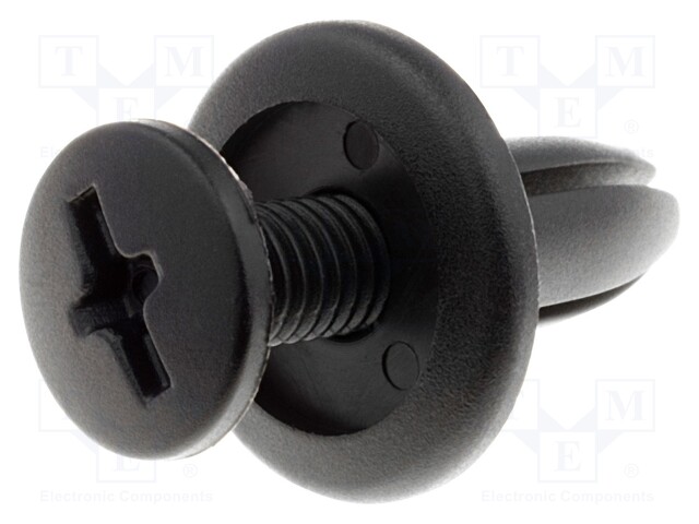 Rivet; polyamide; Panel cutout diam: 6.3mm; Colour: black; UL94V-2