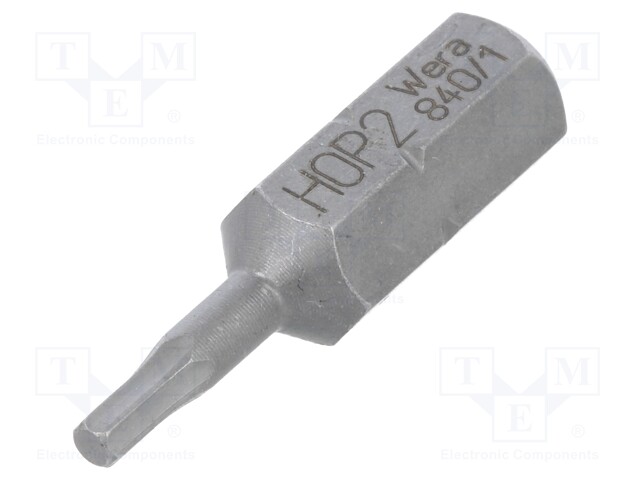 Screwdriver bit; Allen hex key; HEX 2mm; Overall len: 25mm