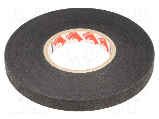 Tape: fixing; W: 9mm; L: 25m; D: 0.27mm; black; rubber; 25%; 105°C