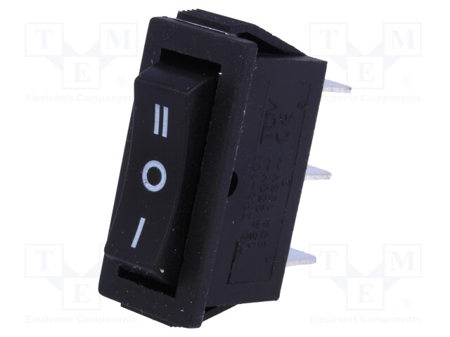 ROCKER; SP3T; Pos: 3; ON-OFF-ON; 15A/250VAC; black; none; 35mΩ