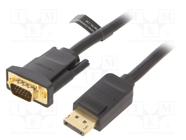 Cable; D-Sub 15pin HD plug,DisplayPort plug; 2m; black; 30AWG