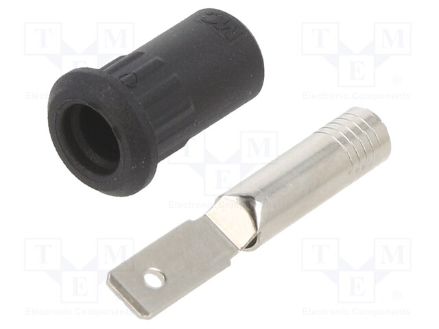 Socket; 4mm banana; 25A; 30VAC; 60VDC; black; nickel plated