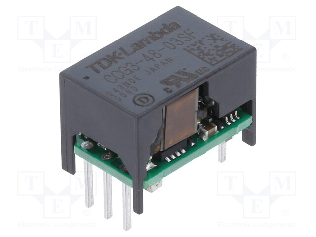 Converter: DC/DC; 3W; Uin: 18÷76V; Uout: 3.3VDC; Iout: 80mA; 3g; THT