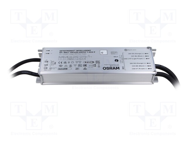 Power supply: switched-mode; LED; 100W; 24VDC; 220÷240VAC; 93%