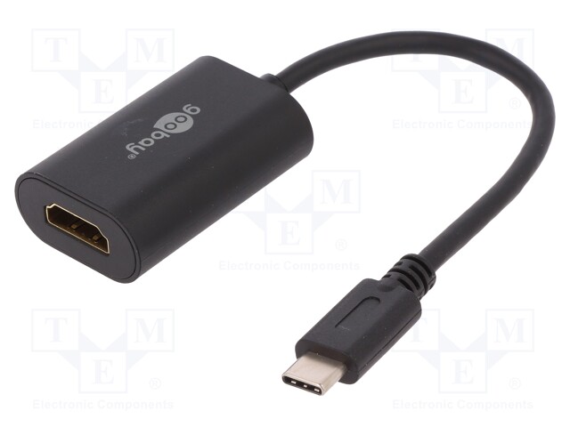 Adapter MHL; USB 3.0; HDMI socket,USB C plug; 0.2m; black