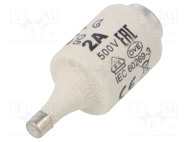 Fuse: fuse; gG; 2A; 500VAC; 500VDC; ceramic; DII; D