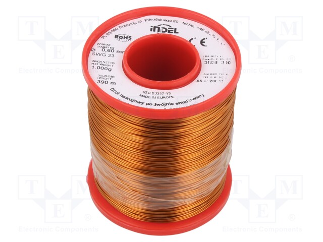 Coil wire; double coated enamelled; 0.6mm; 1kg; -65÷200°C