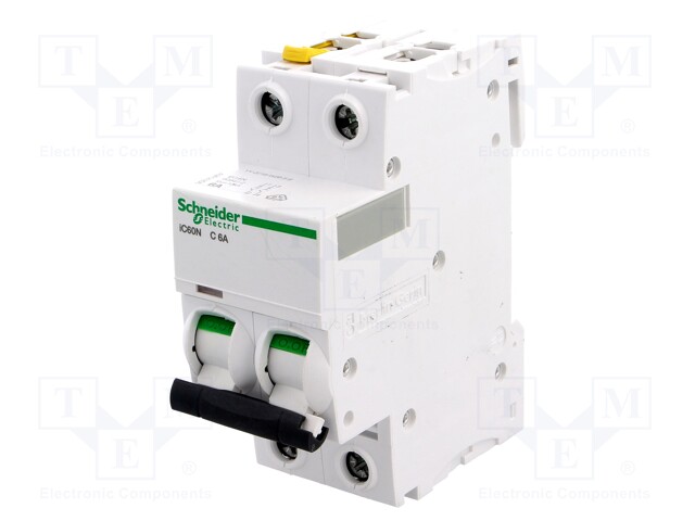 Circuit breaker; 400VAC; Inom: 6A; Poles: 2; DIN; Charact: C; 6kA