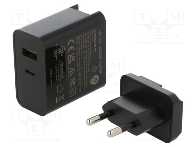 Power supply: switched-mode; plug; 4.5VDC,; 5A; 65W; 54x29x53mm