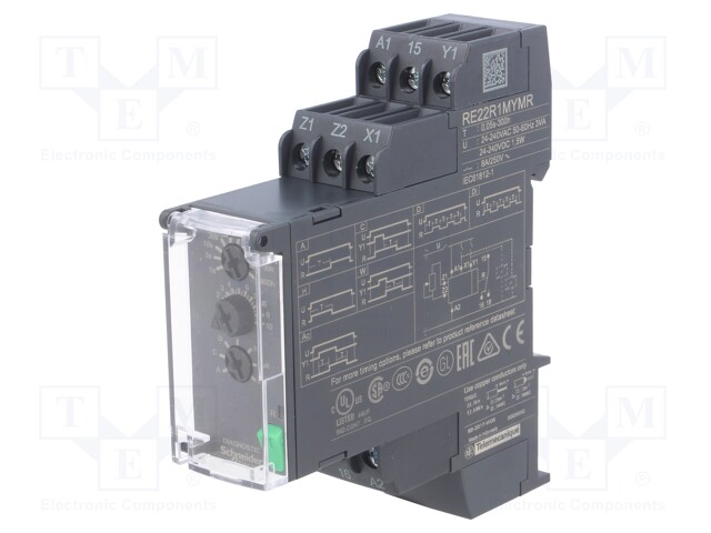 Timer; 0,05s÷300h; SPDT; 250VAC/8A; 24÷240VAC; 24÷240VDC; DIN; IP20