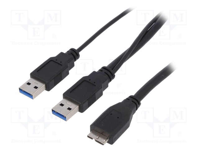 Cable; USB 3.0; USB A socket,USB A plug x2; nickel plated; 1m