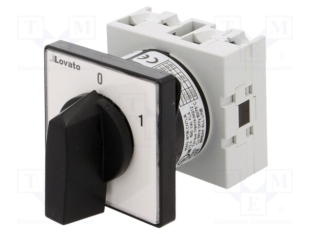 Switch: cam switch; Stabl.pos: 2; 16A; 0-1; Poles: 1; Pos: 2; -25÷55°C