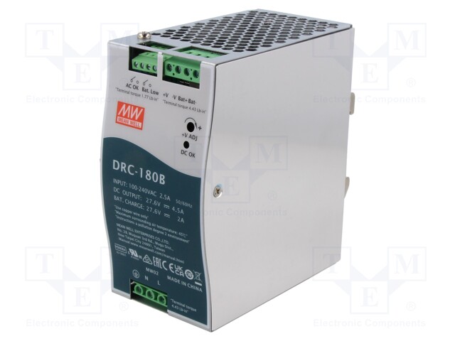 Power supply: switched-mode; buffer,for DIN rail; 180W; 27.6VDC