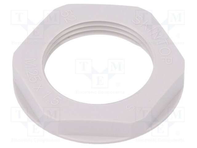 Nut; M25; polyamide; UL94V-2; 34mm; light grey; -20÷100°C