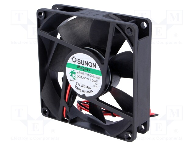 Fan: DC; axial; 12VDC; 80x80x20mm; 61m3/h; 38dBA; Vapo; Len: 300mm