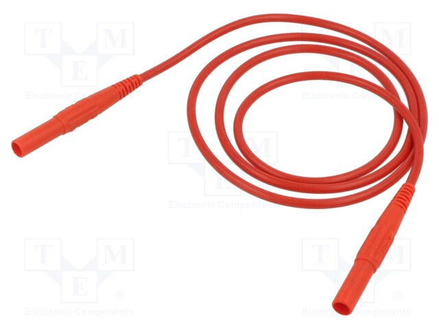 Test lead; 19A; banana plug 4mm x2; insulated; Urated: 1kV; red