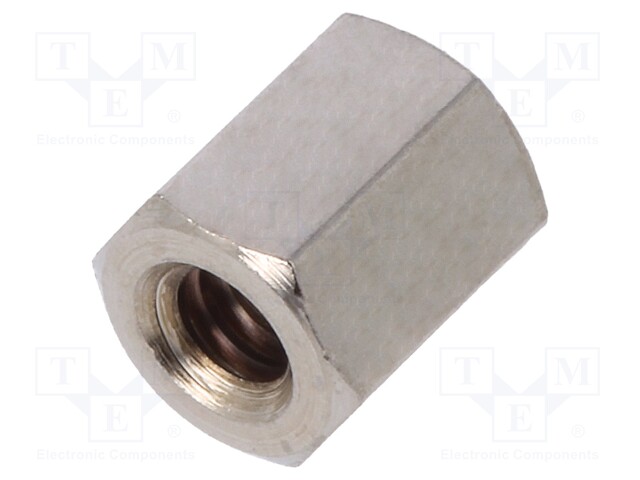 Screwed spacer sleeve; Int.thread: UNC4-40; 6mm; hexagonal; brass