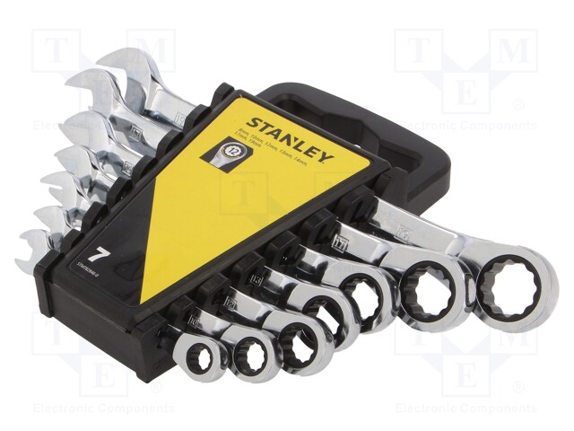 Key set; combination spanner,with ratchet; Pcs: 7