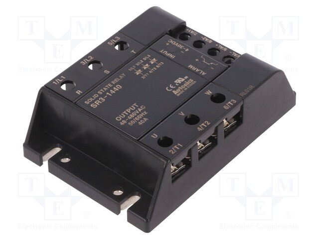 Relay: solid state; Ucntrl: 4÷30VDC; 40A; 48÷480VAC; 3-phase