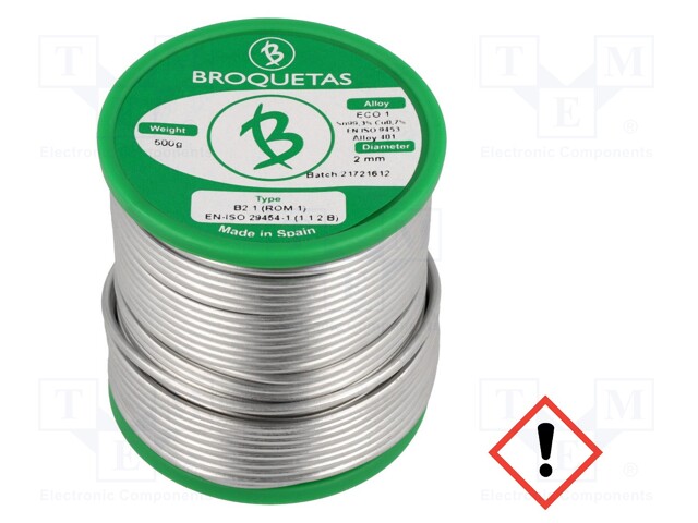 Soldering wire; Sn99,3Cu0,7; 2mm; 0.5kg; lead free; Package: reel