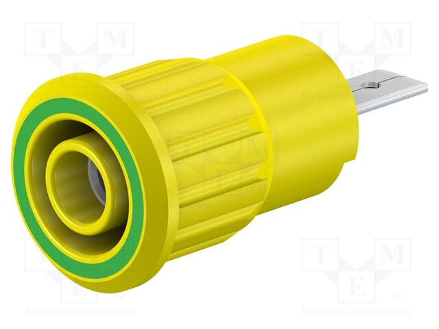 Socket; 4mm banana; 24A; 1kV; Cutout: Ø12.2mm; yellow-green