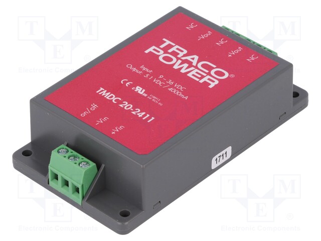 Converter: DC/DC; 20W; Uin: 9÷36V; Uout: 5.1VDC; Iout: 4000mA; 107g