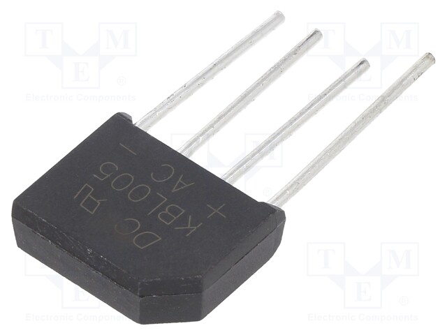 Bridge rectifier: one-phase; Urmax: 50V; Ifsm: 125A; KBL; If: 4A; THT