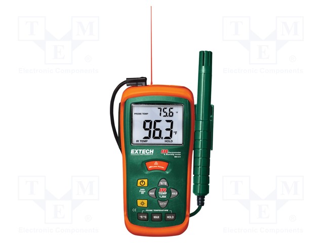 Meter: thermo-hygrometer; -50÷500°C; Accur: ±2°C; Opt.resol: 8: 1