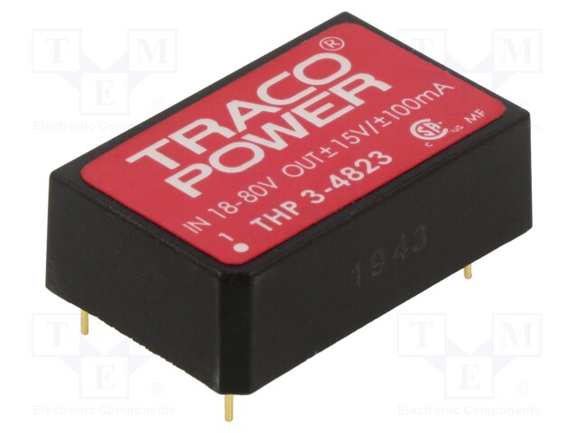 Converter: DC/DC; 3W; Uin: 18÷80V; Uout: 15VDC; Uout2: -15VDC; DIP24