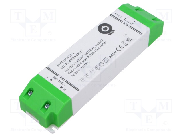 Power supply: switching; LED; 90W; 12VDC; 7.5A; 220÷240VAC; FTPC-L