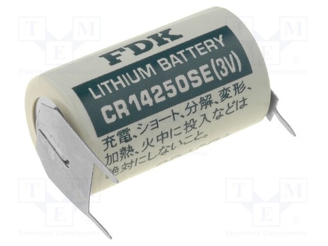 Battery: lithium; 3V; 1/2AA,1/2R6,CR14250; 850mAh