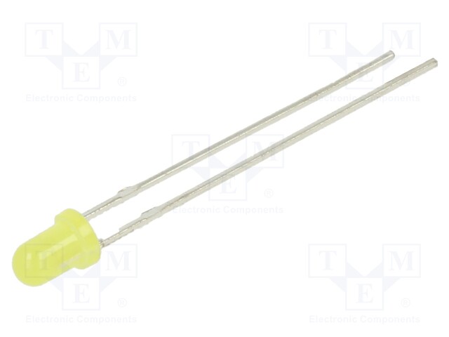 LED; 3mm; yellow; 220÷330mcd; 30°; Front: convex; Pitch: 2.54mm