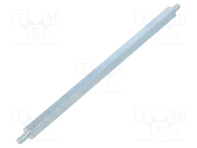 Screwed spacer sleeve; 100mm; Ext.thread: M3; hexagonal; steel