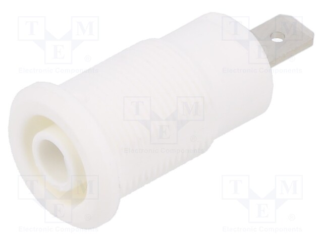 Socket; 4mm banana; 24A; 1kV; Cutout: Ø12.2mm; white; nickel plated