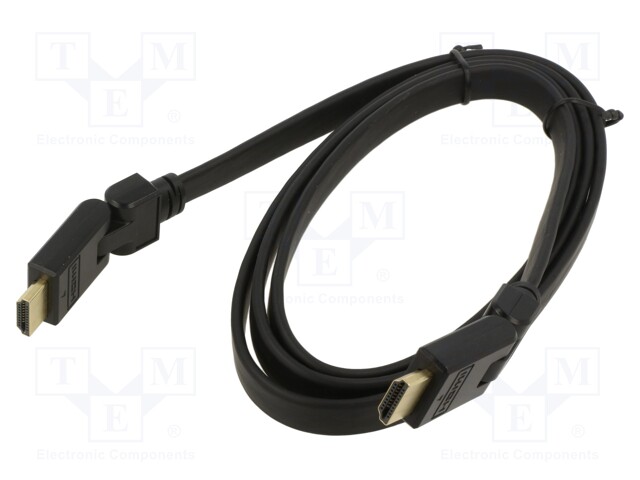 Cable; HDMI 1.4,flat; HDMI plug movable ±90°,both sides; 1.5m
