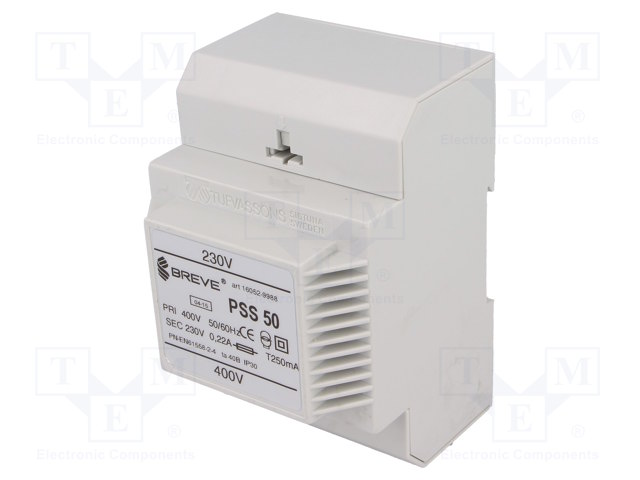 Transformer: safety; 50VA; 400VAC; 230V; IP30; Mounting: DIN; 1.1kg